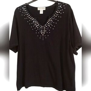 Plus Size Studded Embellished Short Sleeve Sweater